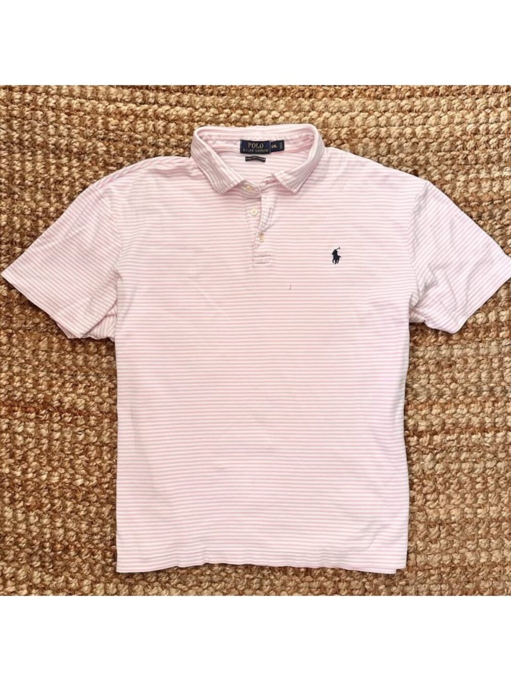 Polo Ralph Lauren Polo Shirt Pink White Striped Short Sleeve Men’s Size XXL